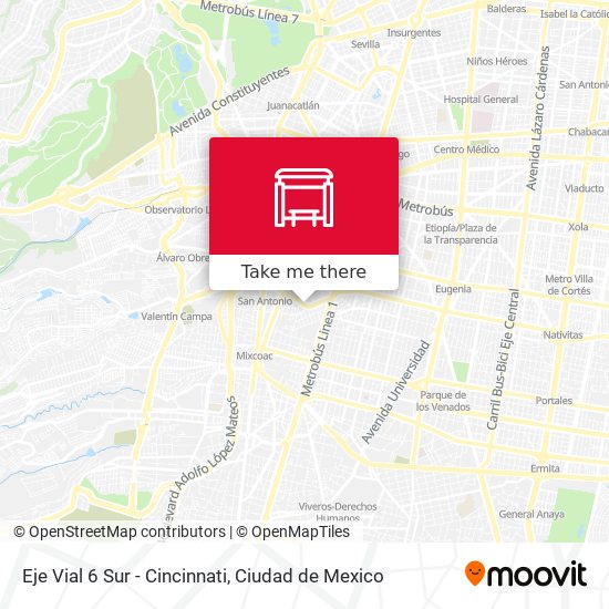 Eje Vial 6 Sur - Cincinnati map