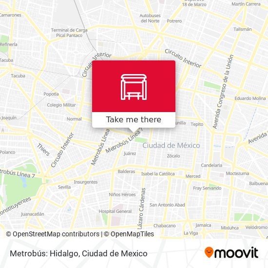 Metrobús: Hidalgo map