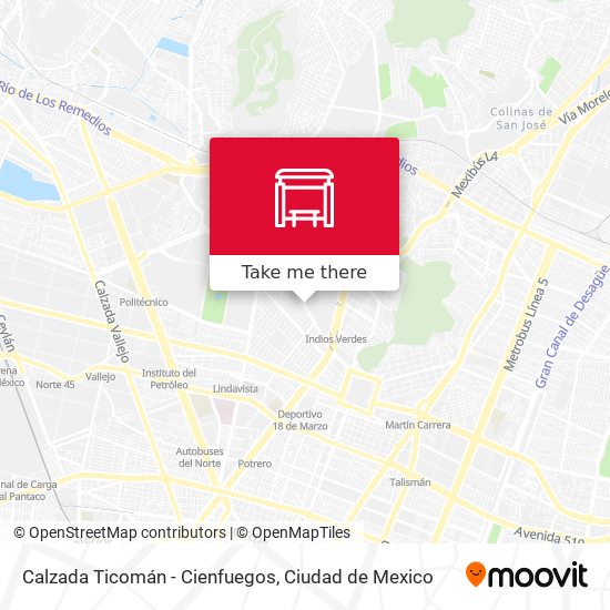 Calzada Ticomán - Cienfuegos map