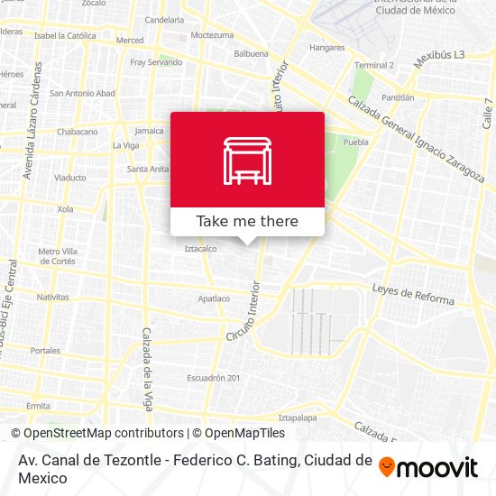 Av. Canal de Tezontle - Federico C. Bating map