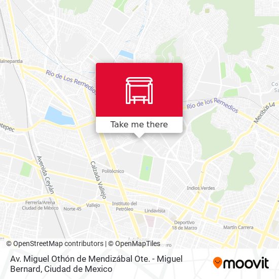 Av. Miguel Othón de Mendizábal Ote. - Miguel Bernard map