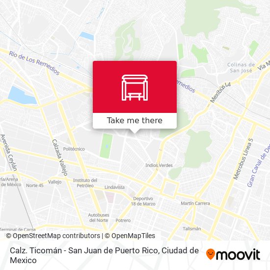 Mapa de Calz. Ticomán - San Juan de Puerto Rico