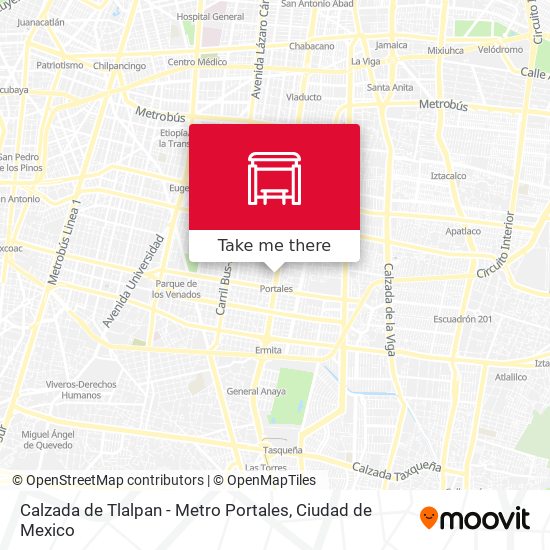 Calzada de Tlalpan - Metro Portales map