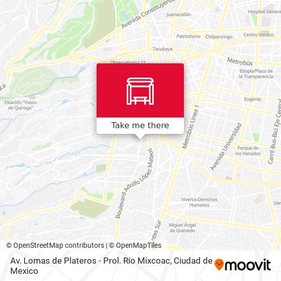 Av. Lomas de Plateros - Prol. Río Mixcoac map