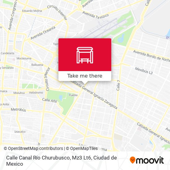 Mapa de Calle Canal Río Churubusco, Mz3 Lt6