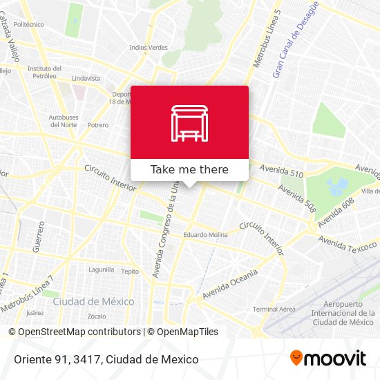 Oriente 91, 3417 map