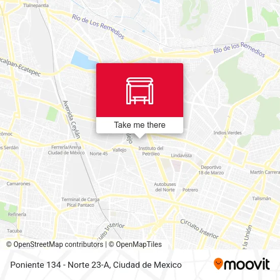Poniente 134 - Norte 23-A map