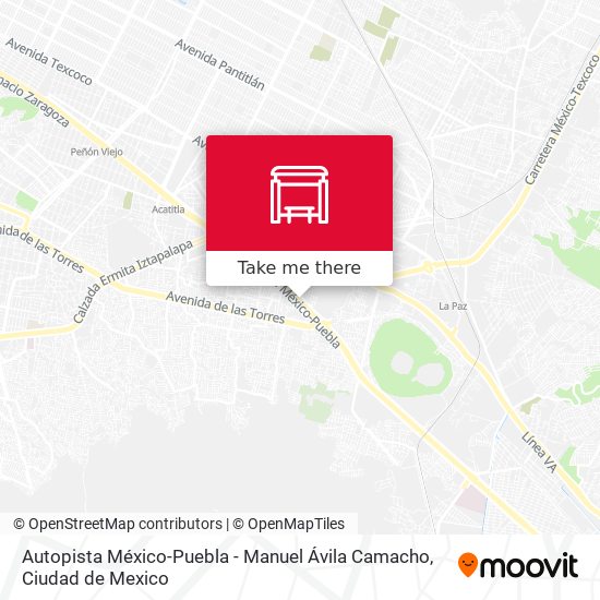 Autopista México-Puebla - Manuel Ávila Camacho map