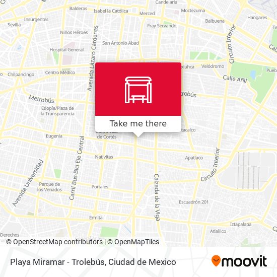 Mapa de Playa Miramar - Trolebús