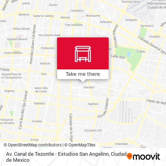 Av. Canal de Tezontle - Estudios San Angelínn map