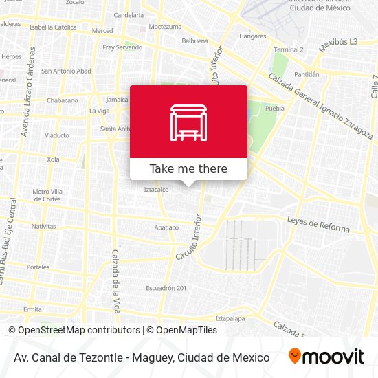 Av. Canal de Tezontle - Maguey map
