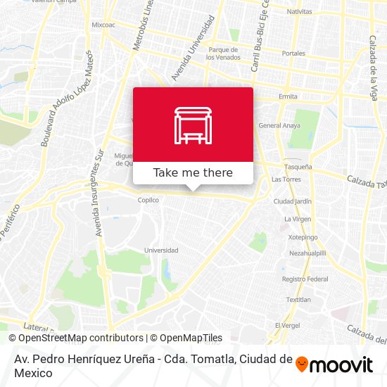 Av. Pedro Henríquez Ureña - Cda. Tomatla map