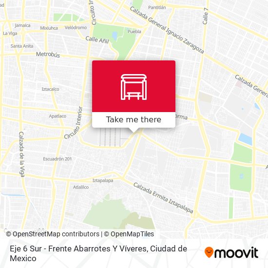 Mapa de Eje 6 Sur - Frente Abarrotes Y Víveres