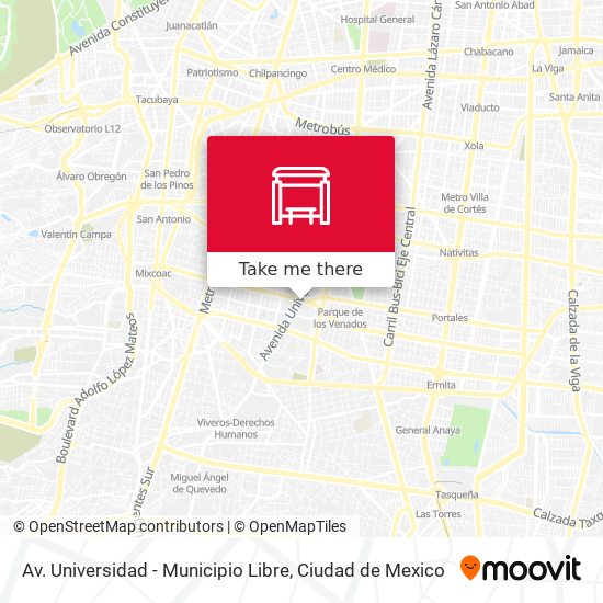 Mapa de Av. Universidad - Municipio Libre