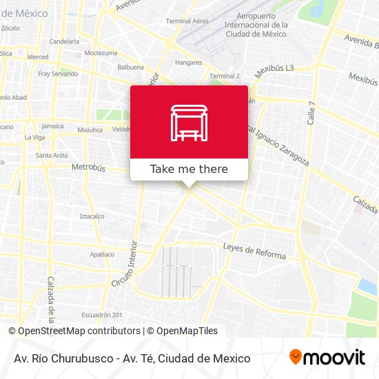 Av. Río Churubusco - Av. Té map