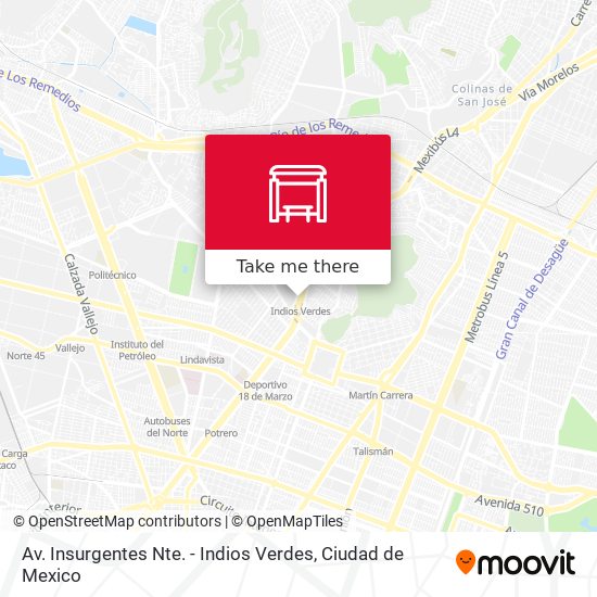 Av. Insurgentes Nte. - Indios Verdes map
