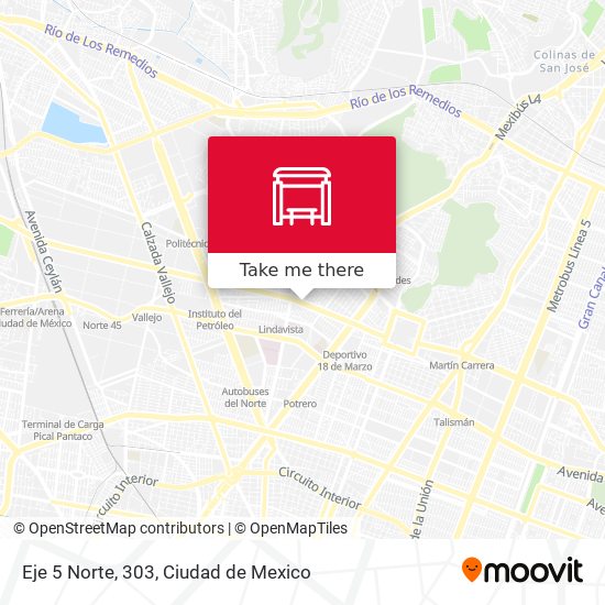 Eje 5 Norte, 303 map