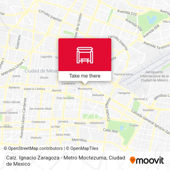 Mapa de Calz. Ignacio Zaragoza - Metro Moctezuma