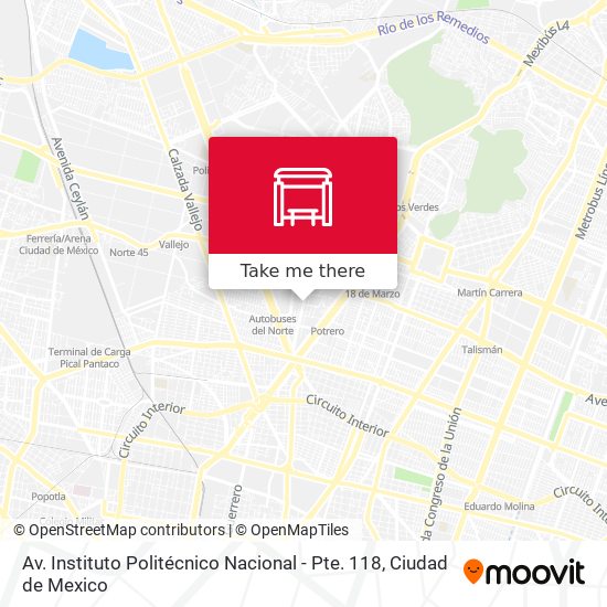 Av. Instituto Politécnico Nacional - Pte. 118 map