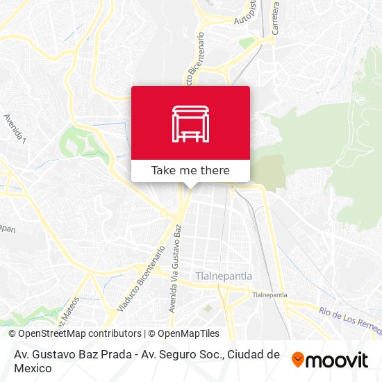 Av. Gustavo Baz Prada - Av. Seguro Soc. map