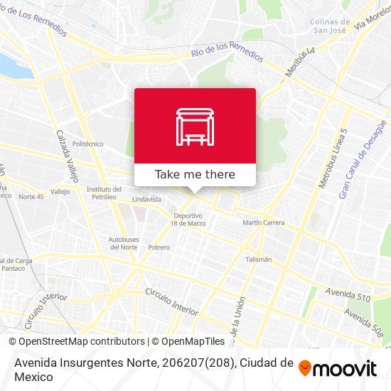 Mapa de Avenida Insurgentes Norte, 206207(208)