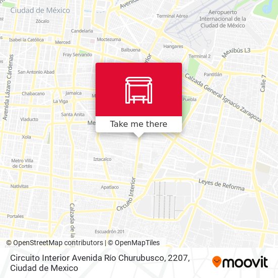 Mapa de Circuito Interior Avenida Río Churubusco, 2207