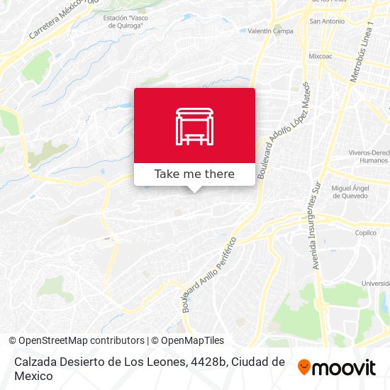 Calzada Desierto de Los Leones, 4428b map