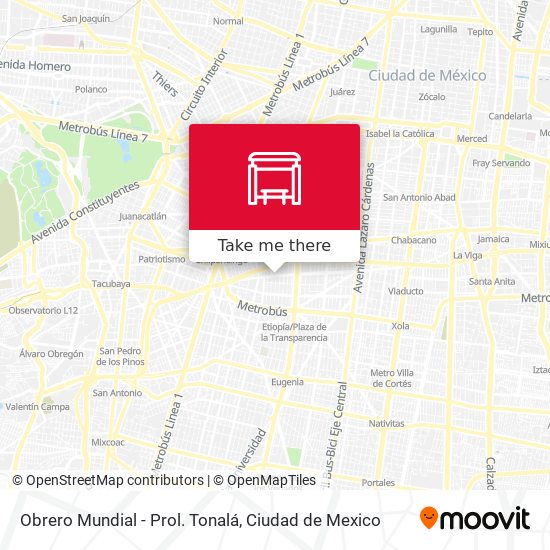 Obrero Mundial - Prol. Tonalá map