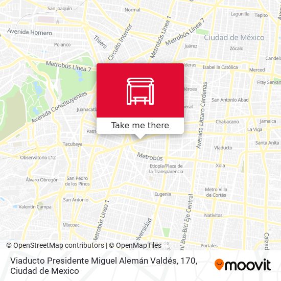 Mapa de Viaducto Presidente Miguel Alemán Valdés, 170