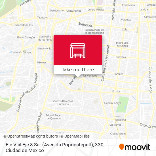 Eje Vial Eje 8 Sur (Avenida Popocatépetl), 330 map