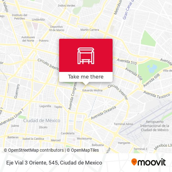 Mapa de Eje Vial 3 Oriente, 545