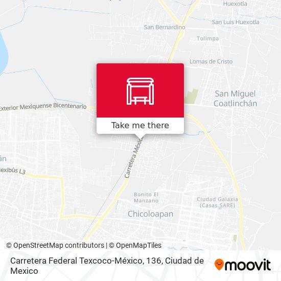 Mapa de Carretera Federal Texcoco-México, 136