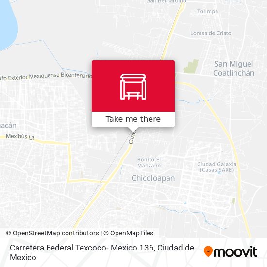 Mapa de Carretera Federal Texcoco- Mexico 136