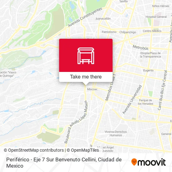 Periférico - Eje 7 Sur Benvenuto Cellini map