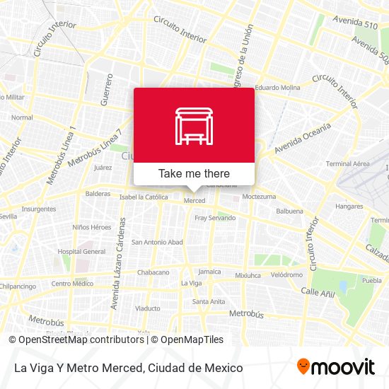 La Viga Y Metro Merced map