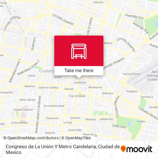 Congreso de La Unión Y Metro Candelaria map