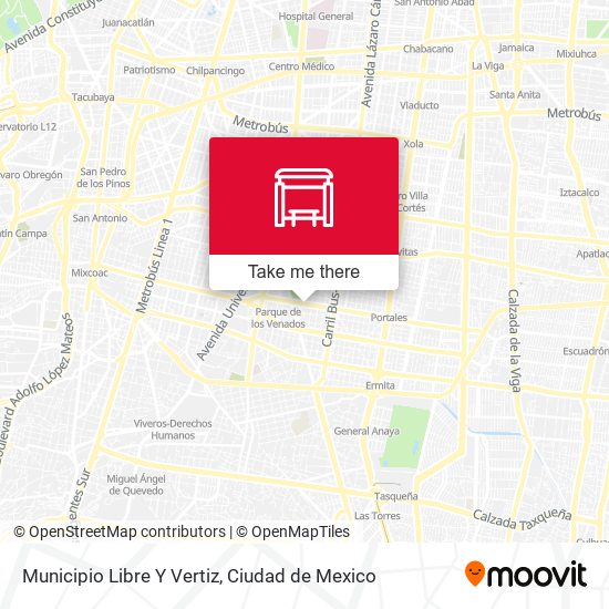 Municipio Libre Y Vertiz map