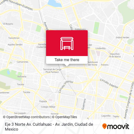 Eje 3 Norte Av. Cuitlahuac - Av. Jardín map