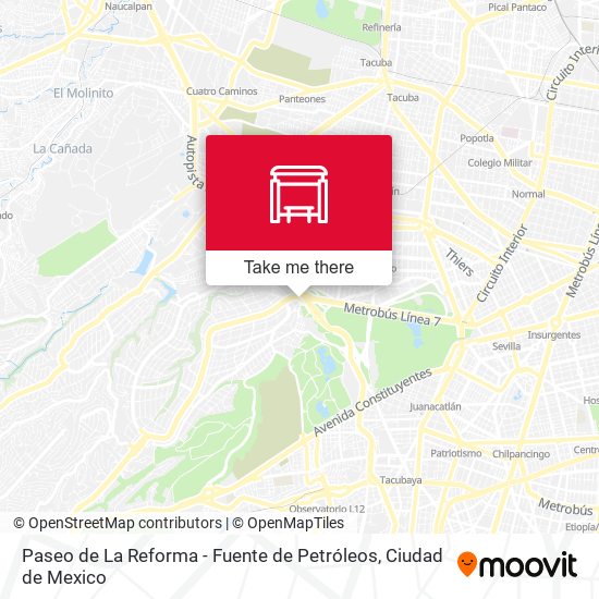 Paseo de La Reforma - Fuente de Petróleos map