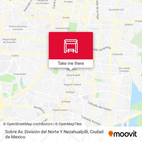 Sobre Av. División del Norte Y Nezahualpilli map