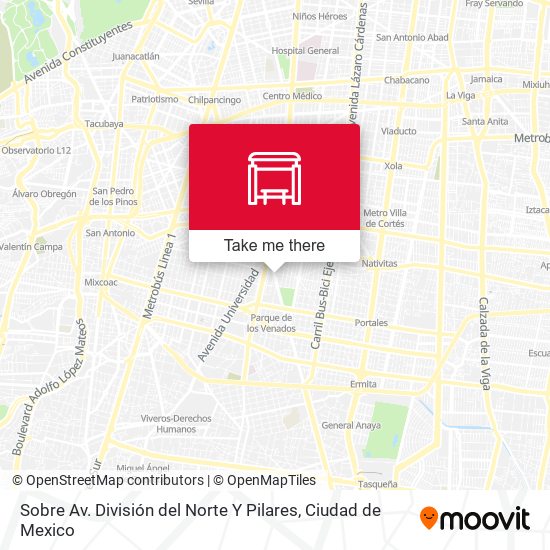 Sobre Av. División del Norte Y Pilares map