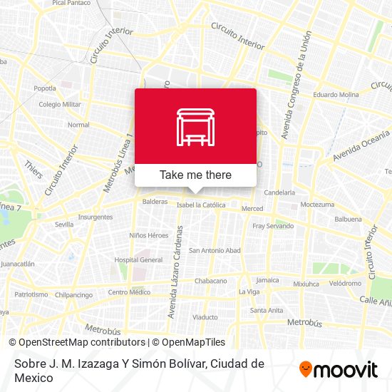 Mapa de Sobre J. M. Izazaga Y Simón Bolívar