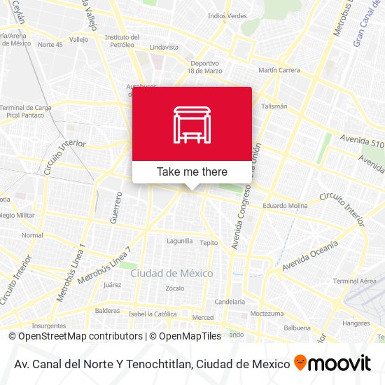 Av. Canal del Norte Y Tenochtitlan map
