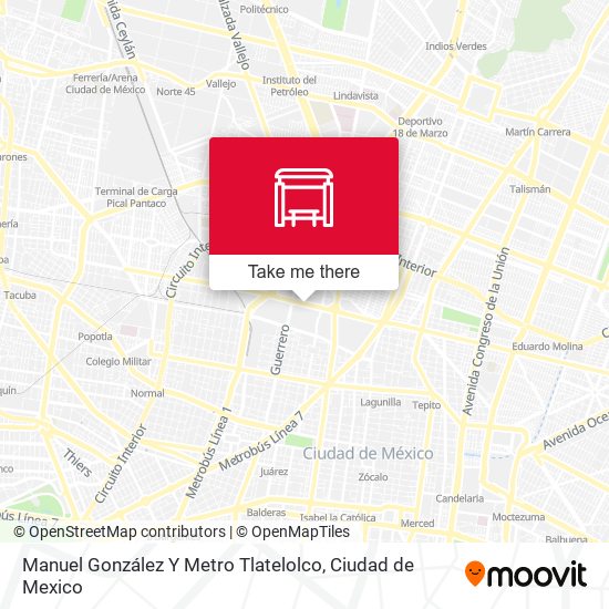 Manuel González Y Metro Tlatelolco map