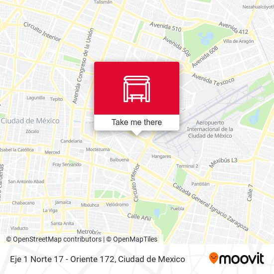 Mapa de Eje 1 Norte 17 - Oriente 172