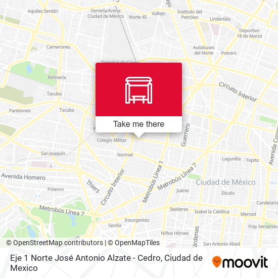 Eje 1 Norte José Antonio Alzate - Cedro map