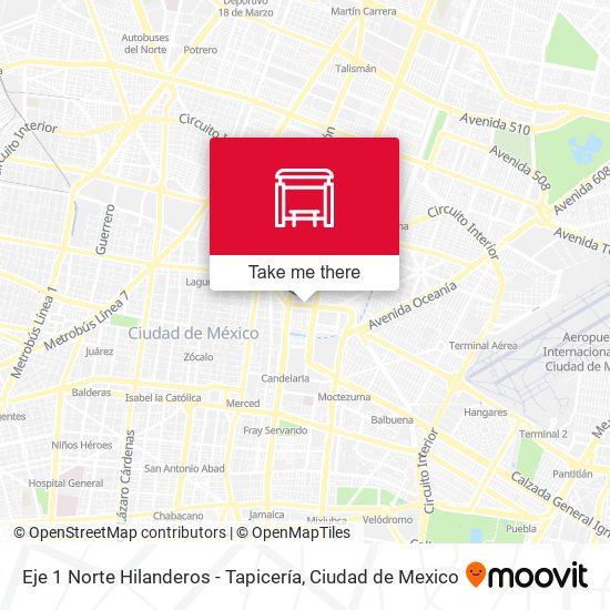 Eje 1 Norte Hilanderos - Tapicería map