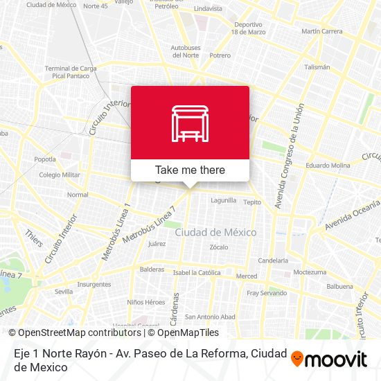 Eje 1 Norte Rayón - Av. Paseo de La Reforma map