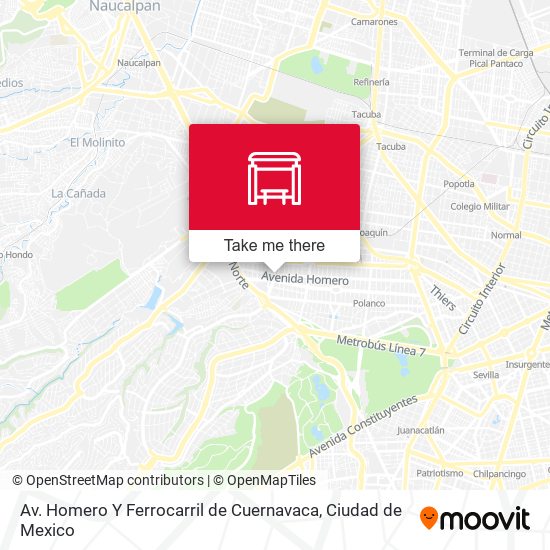 Av. Homero Y Ferrocarril de Cuernavaca map