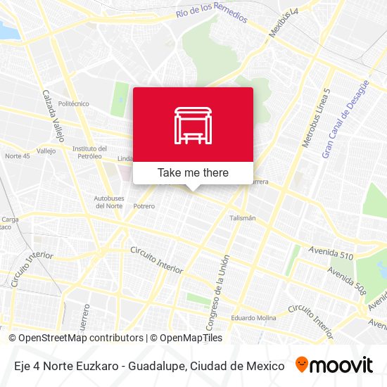 Mapa de Eje 4 Norte Euzkaro - Guadalupe